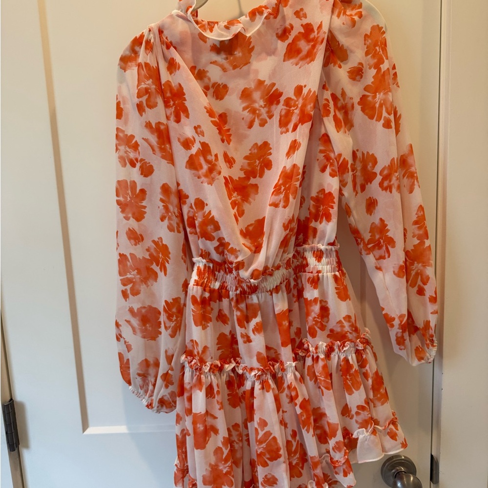 Misa Los Angeles Orange Floral Mini Dress